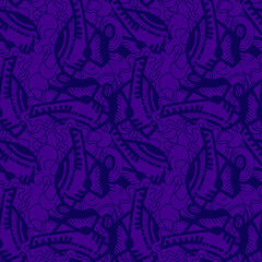 Seamless nature decorative artwork with cute freehand pattern