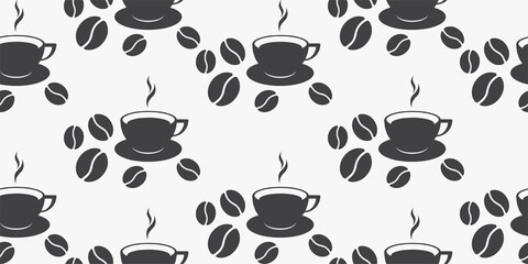 coffee cup with coffee bean pattern background.