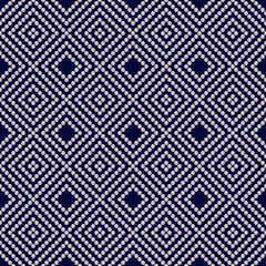 Blue luxury background with small pearls and rhombuses. Seamless vector illustration. 