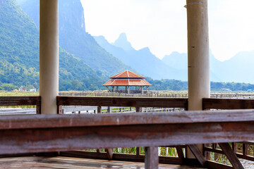 Pavilion in lake of Khao Samroiyod National Park, Prachuap Khiri Khan, Thailand.