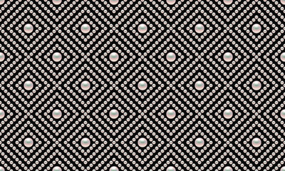 Black luxury background with small pearls and rhombuses. Seamless vector illustration. 