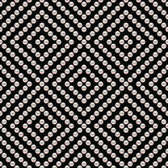 Black luxury background with small pearls and rhombuses. Seamless vector illustration. 