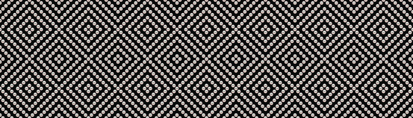 Fototapeta premium Dark luxury background with small pearls and rhombuses. Seamless vector illustration. 