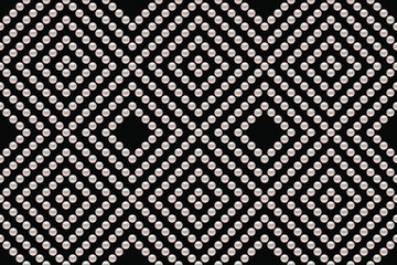 Dark luxury background with small pearls and rhombuses. Seamless vector illustration. 