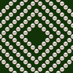 Green luxury background with small pearls and rhombuses. Seamless vector illustration. 
