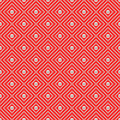 Red luxury background with small pearls and rhombuses. Seamless vector illustration. 