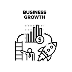 Business Growth Vector Icon Concept. Business Growth Financial Report And Employee Career, Company Startup And Money Increase. Businessman Professional Achievement Black Illustration