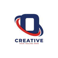 Corporation Letter O Logo With Creative Circle Swoosh Orbit Icon Vector Template Element in Blue and Red Color.