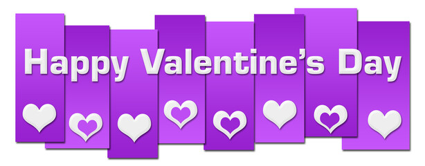 Happy Valentines Day Purple Lines Hearts Horizontal 