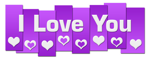 I Love You Purple Lines Hearts Horizontal 