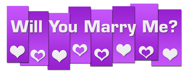 Will You Marry Me Purple Lines Hearts Horizontal 
