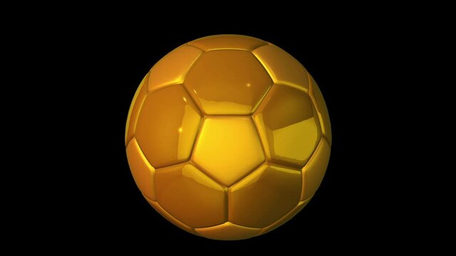 3D golden soccer ball rotating