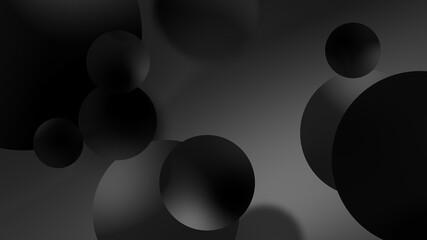 Abstract black balls geometric gradient background.For graphic design. 3d render illustration.