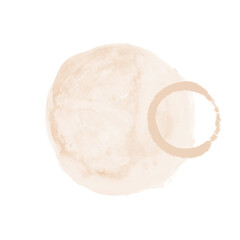 Abstract Minimalist Art. Creative Illustration with Big Beige Watercolor Dot and Brown Grunge Circle on a White Background. Modern Artistic Print Ideal for Wall Art, Poster, Card.