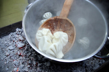 Cooking traditional georgian Khinkali