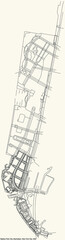 Obraz premium Black simple detailed street roads map on vintage beige background of the quarter Battery Park City neighborhood of the Manhattan borough of New York City, USA