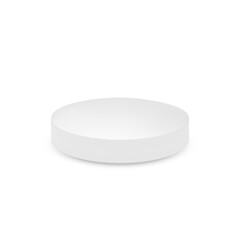Realistic white pill. Vitamins capsule on white background. Realistic treatment tablet. Vector