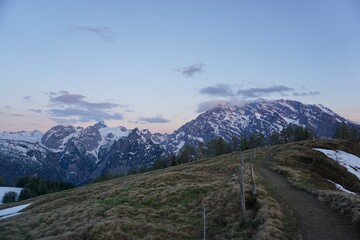 Sunset in the mountains of the Bavarian Alps in Berchtesgaden