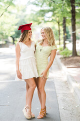 Happy graduates on campus