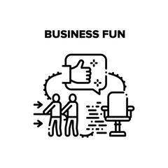 Business Fun Vector Icon Concept. Business Fun Teamwork And Competition, Racing On Office Chair And Tug Of War. Company Competitive Games And Team Building Funny Time Black Illustration