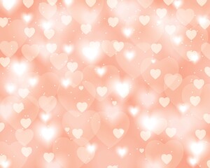 Heart bokeh and clouds, pastel background