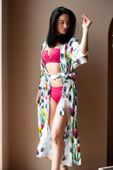 High fashion look.glamor stylish sexy beautiful young woman in summer dress