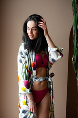 High fashion look.glamor stylish sexy beautiful young woman in summer dress