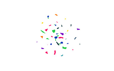 Fototapeta premium Orange Smear Happy White Background. Abstract Paint Card. Fun Confetti Invitation. Rainbow Colored Paper Flying Wallpaper.