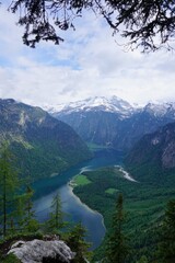 Lake "Königssee" in the Bavarian Alps in Berchtesgaden from above