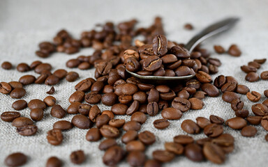 Hot freshly roasted coffee beans