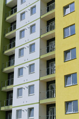Architectural exterior details of a modern new residential building