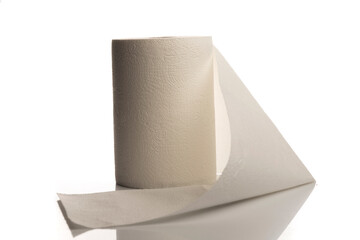 Kitchen paper roll towel, isolated on white. 