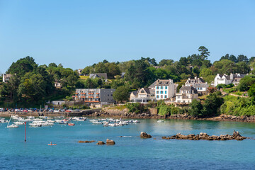 View of the scenic port of Port Manech in Finistère, Brittany, France - obrazy, fototapety, plakaty