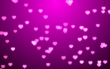 Valentine day pink hearts on purple background.