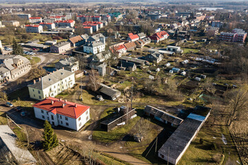 Obraz premium Aerial view of Aizpute town, Latvia.