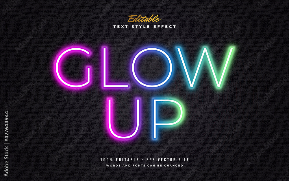 Wall mural modern colorful neon text style effect. editable text style effect