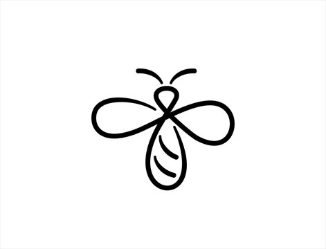 Dragonfly Logo Design Vector Stock With Line Outline Monoline Style