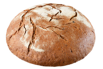 Fresh brown grain rye bread isolated