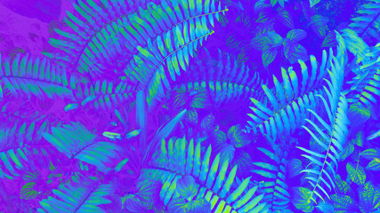 tropical leaf forest glow in the dark background.