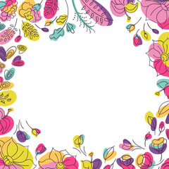 Fototapeta na wymiar Floral background for social network post with summer flowes