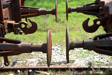 old buffer in railway carriage, hook wagon, old wagon