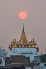 Wat Saket  or Phu Khao Thong royal monastery, 59 meters of hight, Bangkok Thailnad, since 1865
