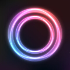Vector background of neon geometric shapes, round frame, abstract background, wallpaper