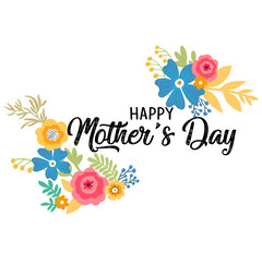 Happy Mother's day. Cute card with flowers. Vector illustration.