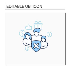 Social security line icon. Eliminating society needs.Rise in living standards. Improving living conditions. Universal basic income concept. Isolated vector illustration.Editable stroke