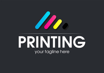 Digital print logo design template. Typography modern sign. Polygraphy and print factory. Express press and photocopy studio.