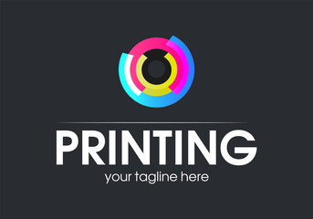 Digital print logo design template. Typography modern sign. Polygraphy and print factory. Express press and photocopy studio.