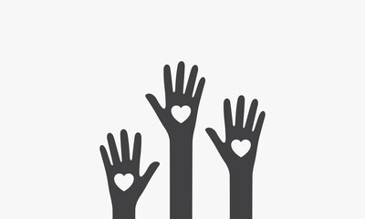 heart hand raised icon vector on white background.