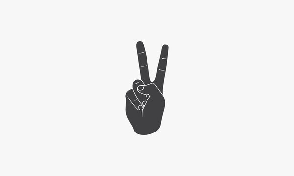 two finger peace gesture hand .creative icon. vector illustration. isolated on white background.