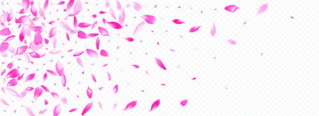 Purple Heart Vector Panoramic Transparent Background. Leaf Romance Illustration. Flower Spring Pattern. Rosa Down Card. Color Cherry Overlay Backdrop.